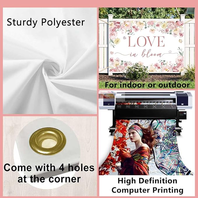 Sensfun Love in Bloom Bridal Shower Decorations Backdrop Rose Pink Wildflower Wedding Shower Background Boho Floral Engagement Banner Wedding Bachelorette Party Decorations Supplies 7x5ft