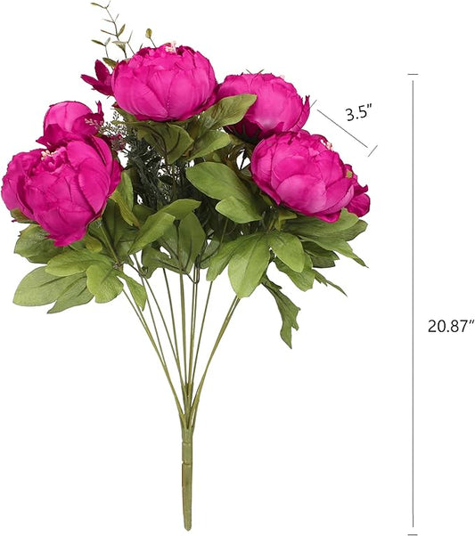 Duovlo Springs Flowers Artificial Silk Peony Bouquets Wedding Home Decoration,Pack of 1 (Spring Hot Pink)