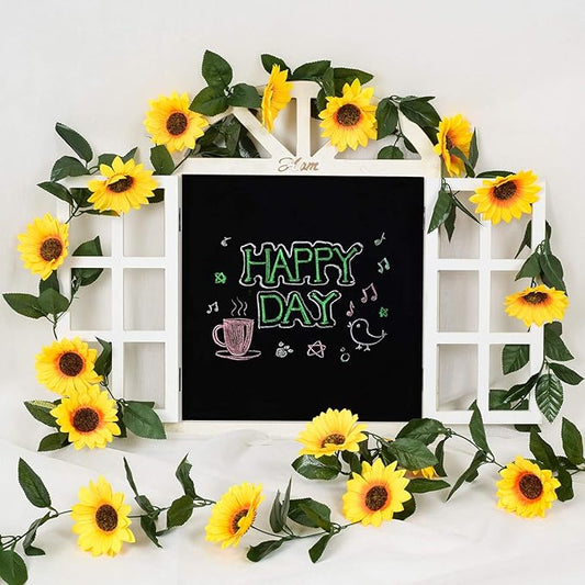 DearHouse 3 Pack Artificial Sunflower Garland Silk Sunflower Vine Artificial Flowers with Green Leaves for Wedding Table Home Decor