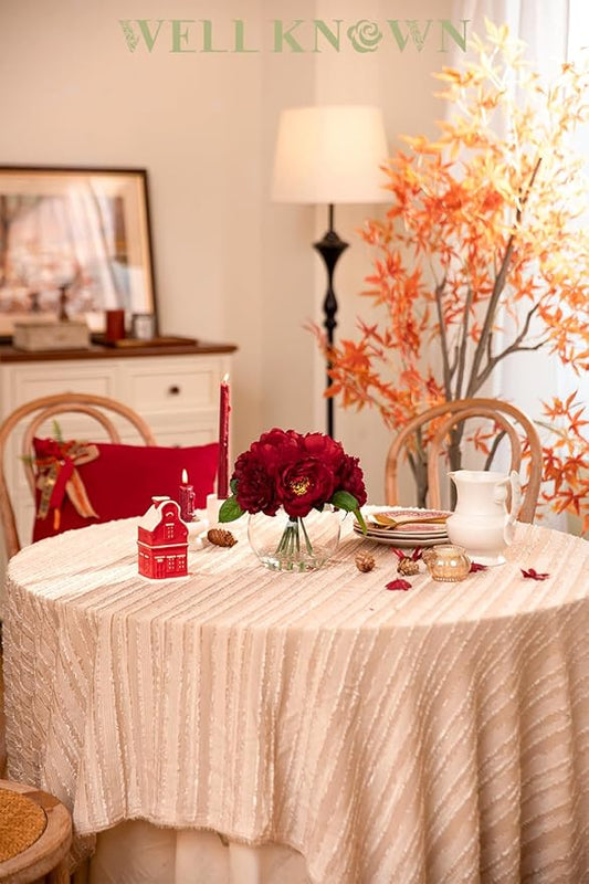 WELL KNOWN Artificial Flowers in Vase, Silk Peonies Flowers for Vase with Faux Water, Fake Flower Arrangements for Thanksgiving Fall Winter Coffee Dinning Table Centerpieces Decor (Burgundy Red)