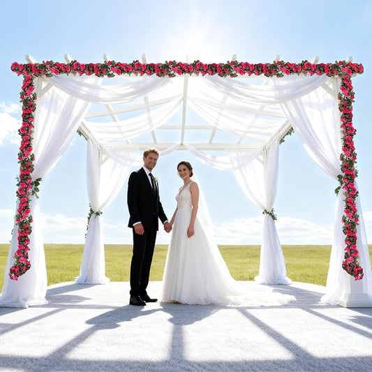 5 Pcs 41FT Flower Garland, Artificial Rose Garland Flowers Plants Fake Flower Hanging Rose Ivy, Birthday Party Valentine's Day Wedding Wall Arch Decor(Fuchsia)
