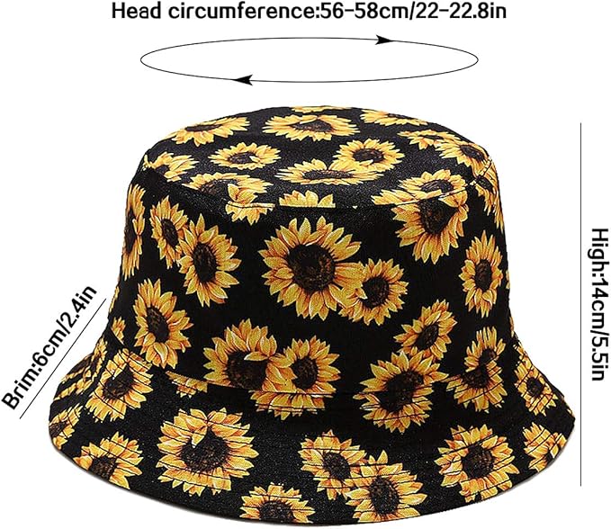 XYIYI Cute Bucket Hat Beach Fisherman Hats for Women, Reversible Double-Side-Wear