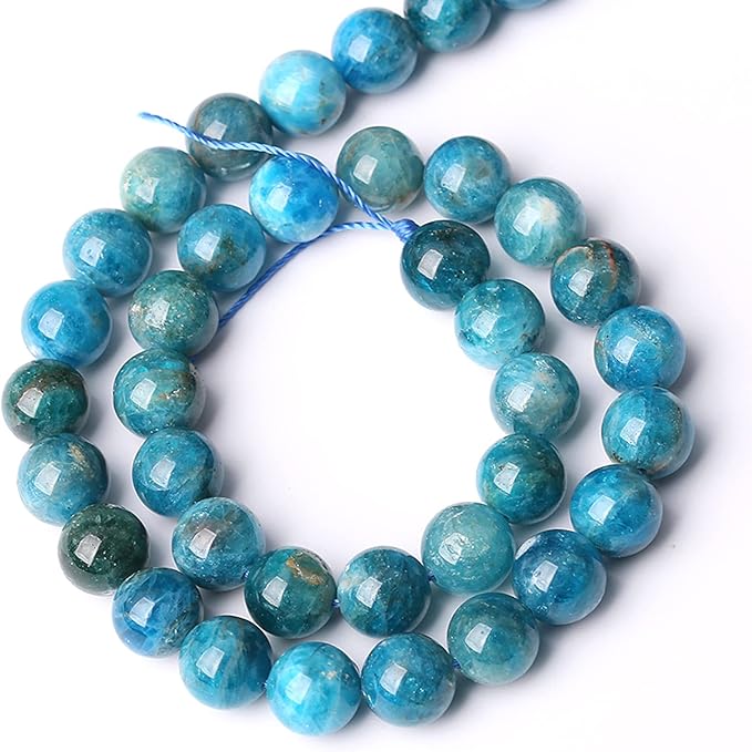 10MM 38PCS Natural Stone Blue Apatite A Grade Loose Beads for Jewelry Making DIY Bracelet