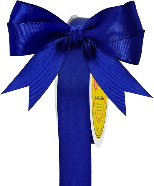Double Face Cobalt Blue Satin Ribbon 7/8 inch X 25 Yards Polyester Cobalt Blue Ribbon for Gift Wrapping Very Suitable for Weddings Party Hair Bow Invitation Decorations and More