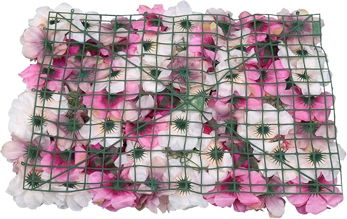 6PCS Flower Wall Panel, Realistic Faux Flower Wedding Backdrop, 15.7 x 23.6 Inch Floral Wall Panel Artificial Silk Decoration, Fake Fuchsia Wall Background for Any Party Decorations