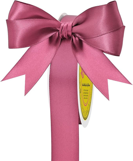 Double Face Rose Mauve Satin Ribbon 7/8 inch X 25 Yards Polyester Rose Mauve Ribbon for Gift Wrapping Very Suitable for Weddings Party Hair Bow Invitation Decorations and More