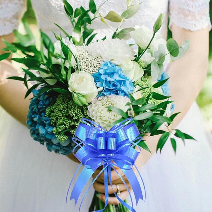 10PCS Iridescent Blue Gift Bow - Perfect Large Pull Bows for Gifts Wrapping, Man Present Decoration Birthdays Holiday and More(6 inches)