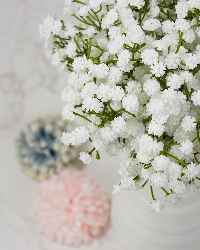 Babys Breath Artificial Flowers Bulk, 36Pcs Fake Baby Breath Flowers Artificial 11inch White Faux Gypsophila Real Touch Flowers for Wedding DIY Bouquet Arrangement Party Home Garden Decoration