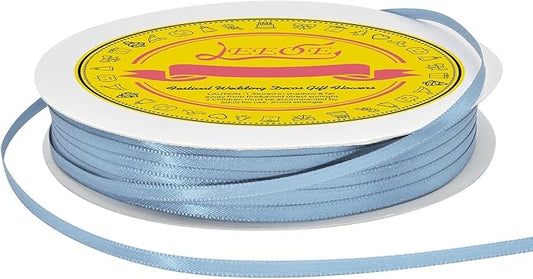 Double Face Dusty Blue Satin Thin Ribbon 1/8 inch X 100 Yards Polyester Dusty Blue Ribbon for Gift Wrapping Very Suitable for Weddings Party Hair Bow Invitation Decorations and More