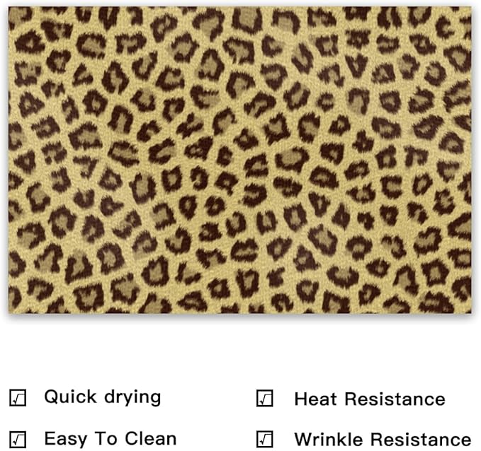 Placemats Set of 4 Waterproof Oilproof Table Mats Leopard Print Pattern Washable Wipeable Heat Resistant Easy to Clean for Indoor Outdoor Party Kitchen Dining Table Decoration 12 * 18in