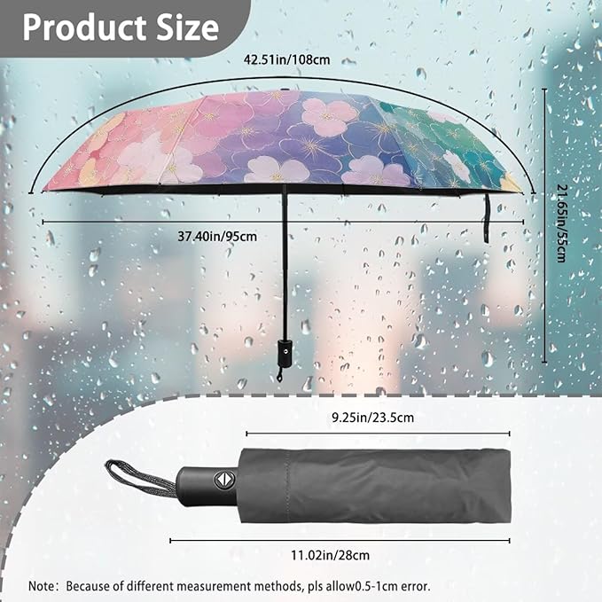 Umbrellas for Rain Lightweight Travel Umbrella 42" Canopy UV Protection Sun Umbrella Windproof Compact Umbrellas