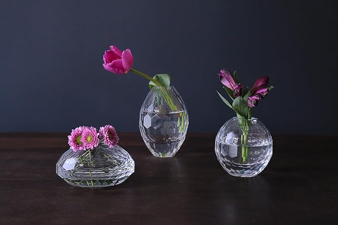 Beatriz Ball Glass Faceted Teardrop Bud Vase (Clear)