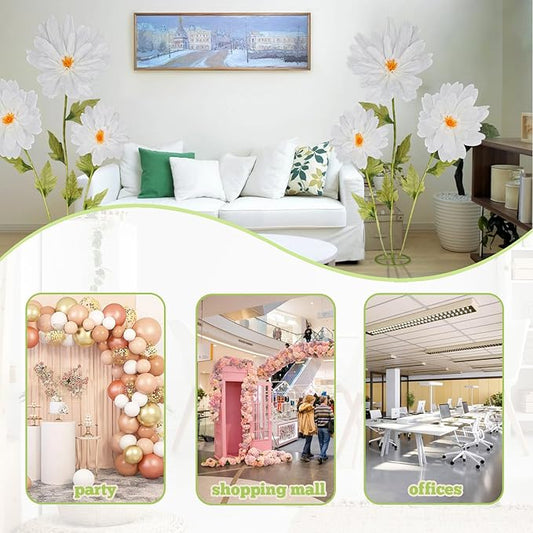 Giant Artificial Daisy Flowers for Decoration - Big Artificial Fake Daisy Large Crepe Paper Flowers for Home Decor Garden Hotel Office Photography Props Wedding Art Gallery Shop Window Display(White)