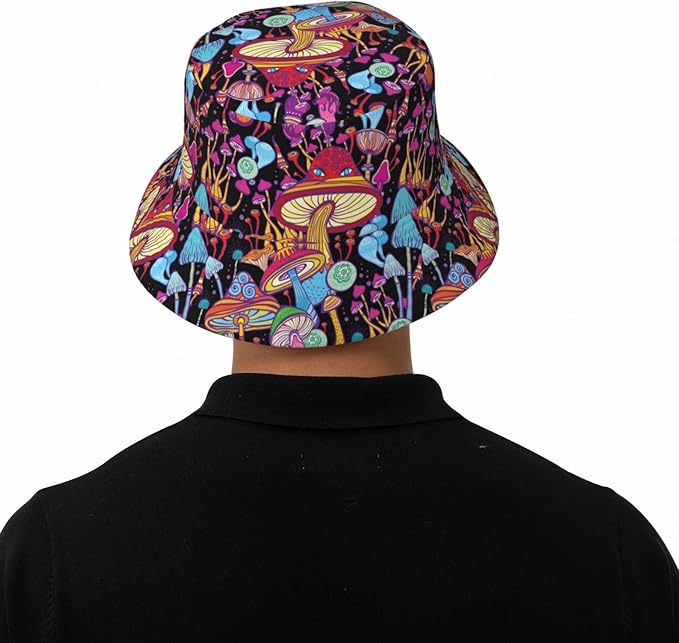 Mushrooms Skulls Cool Bucket Hat Beach Sun Hat Beach Fishing Hat for Men Women