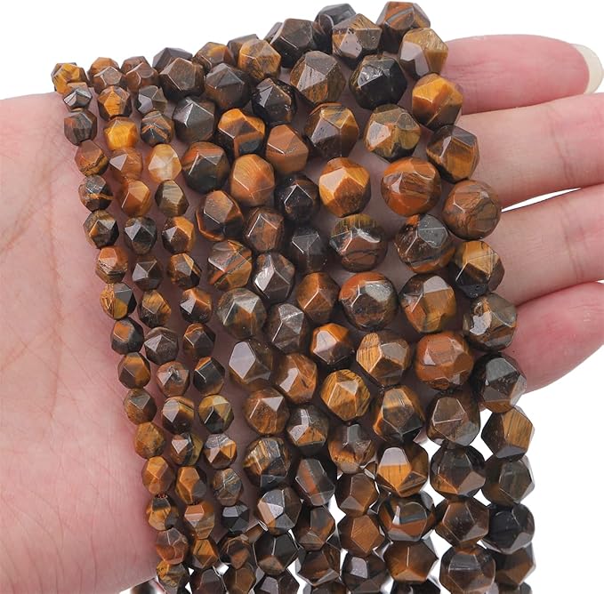 Faceted Natural Yellow Tiger Eye Stone Round Beads 6mm 36cm/Strand for Jewelry Making