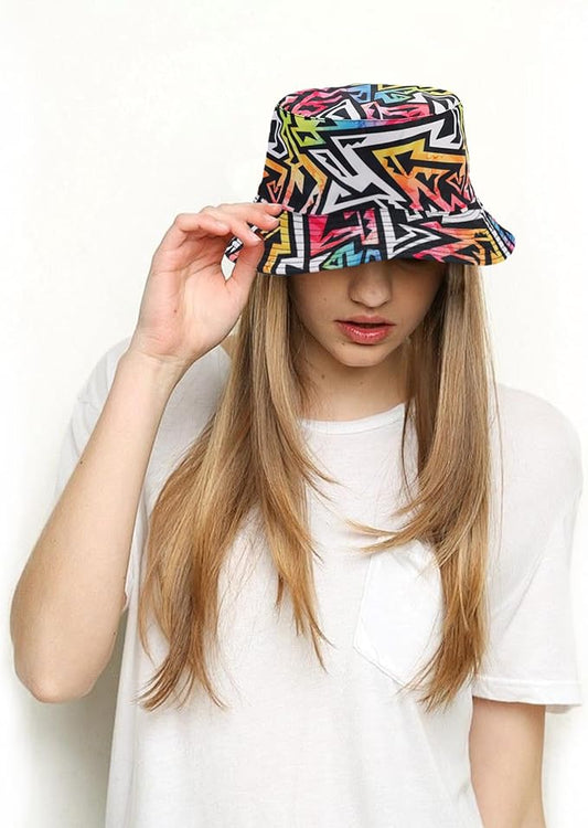 Bucket Hat for Women Men, Cotton Reversible Double Side Wear Sun Hats Beach Fisherman Hat