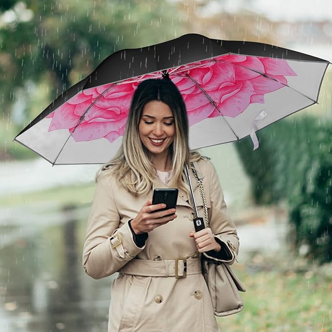 Umbrella Windproof Travel Umbrellas for Rain - Easy Auto Open Close, Durable & Compact Umbrella, Strong Metal Frame, Windproof and Waterproof Umbrella for Travel