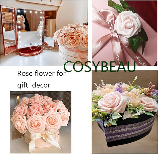 Artificial Flowers 25pcs Fake Roses, Pink Foam Rose Faux Flower for DIY Wedding Bouquets Bridal Shower Centerpieces Floral Arrangements Home Decorations Party Backdrops Table