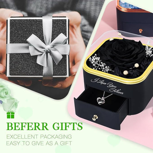 Beferr Birthday Gifts for Women Preserved Real Rose with Necklace Eternal Roses Forever Flowers for Delivery Prime Christmas Day Gifts for Mom Grandma Wife Sister Her from Daughter