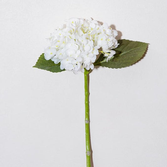 WILD WORKS Artificial Flower Natural Lifelike Real 21 inch Latex Long Stem 4PCS White Hydrangea Flower Bouquets for Christmas Decor Home Party Outdoor Wedding Decoration