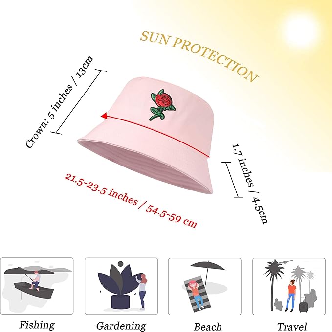 ZLYC Unisex Fashion Embroidered Bucket Hat Summer Fisherman Cap for Men Women