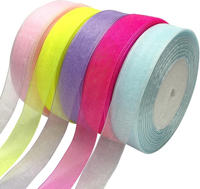 Chenkou Craft Solid Organza Ribbon 1 Roll 50 Yards Fuschia 1" (25mm) Craft Bow Party Christmas Decoration Packing Ribbons (Fuschia, 1"(25mm))