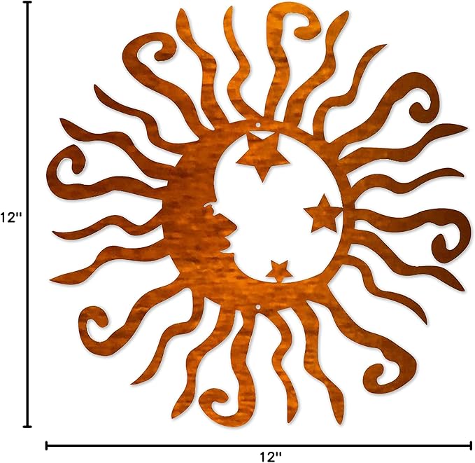 Riverside Designs Wacky Solar Moon Metal Wall Art Steel Outdoor Decor | Heavy-Duty and Waterproof | Made in USA (Copper, 18L x 18W)