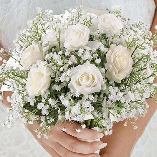 JIFTOK Babys Breath Artificial Flowers, 60 Pcs Fake Flowers Gypsophila Bouquet Fall Flowers Artificial for Decoration, Real Touch Silk Flower for Wedding Christmas DIY Party Home Garden Office(White)