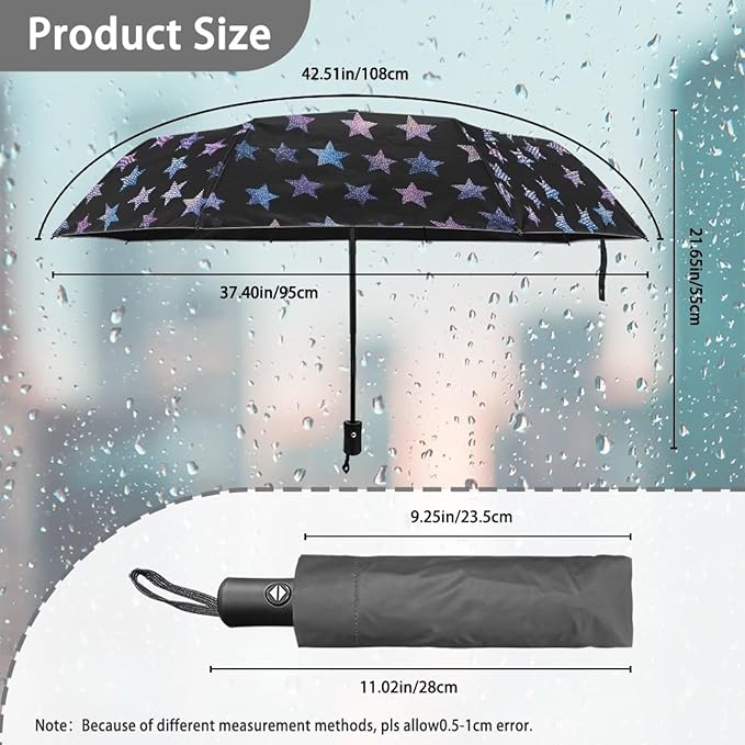 Umbrellas for Rain Lightweight Travel Umbrella 42" Canopy UV Protection Sun Umbrella Windproof Compact Umbrellas