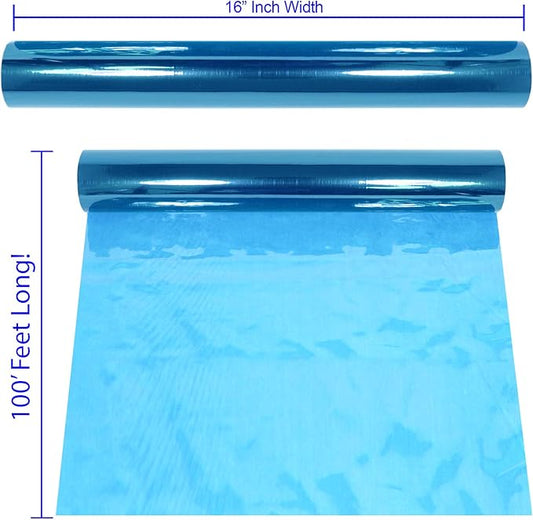 AnapoliZ Cellophane Wrap Roll Blue | 100’ Ft. Long X 16” in. Wide | 2.3 Mil Thick Transparent Blue | Gifts, Baskets, Treats, Cellophane Wrapping Paper | Colorful Cello, Baby Shower Decorations