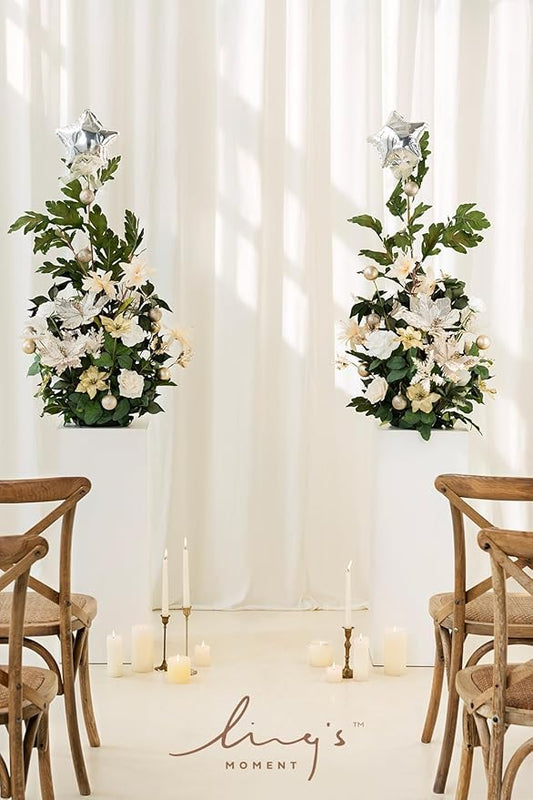 Ling's moment 41" Tall Free Standing Artificial Flowers Arrangements 2 pcs Wedding Arch Altar Stage Decorations Champagne Christmas for Ceremony Reception Rose Floral Party Outdoor Centerpieces Decor