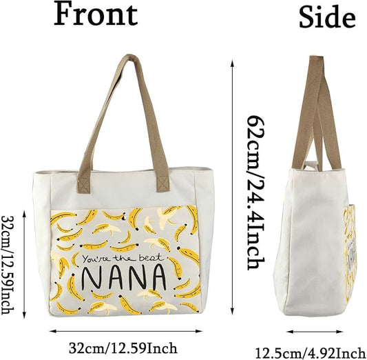BLUPARK Nana Gift Nana Tote Bag Grandma Gift Nana Canvas Tote Bag Funny Nana Bag Bananas Theme Gift Grandma Shopping Bag