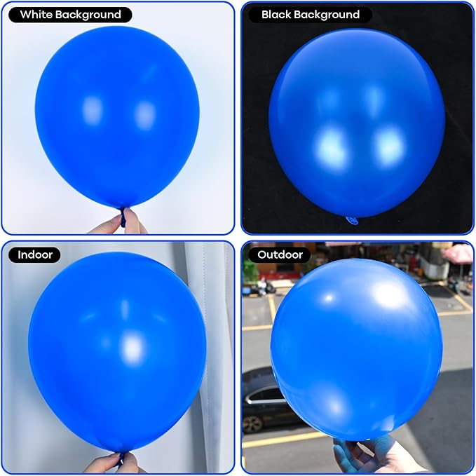 Togvu Royal Blue Balloons Different Sizes, 123 Packs Matte Blue Balloons, Pack of 18 12 10 5 Inch Premium Balloons Garland Arch Kit for Birthday Graduation Baseball Nautical Party Decorations
