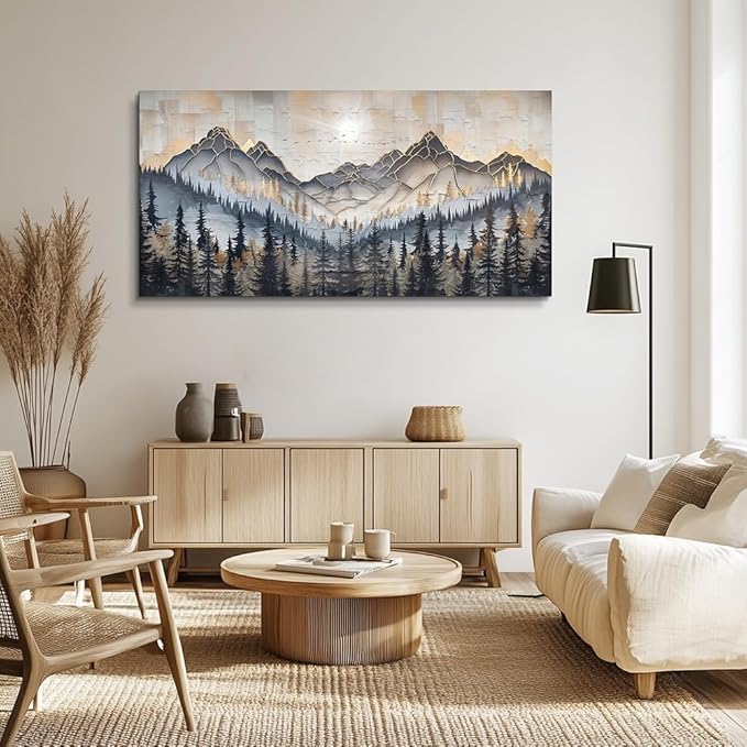 PHAOHUAXM Large Canvas Wall Decor For Bedroom Large Wall Art For Living Room Dining Room Modern Office Abstract Ink-Wash Landscape Mountain Wall Pictures Artworks Home Decor Ready To Hang 30"X60"
