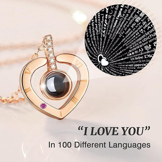 for Her Preserved Real Rose with I Love You Necklace in 100 Language, Girlfriend, Eternal Real Rose Flower Gifts for Women Mom Wife on Valentines Birthday Anniversaries