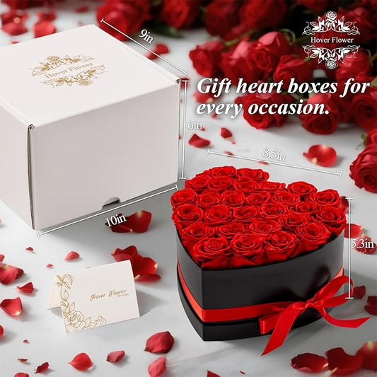 27 Forver Preserved Flowers in a Heart Box, Flowers for Her,Eternal Roses Flowers for Delivery Prime, Flowers Birthday Gifts for Women Mom Grandma Wife - Red