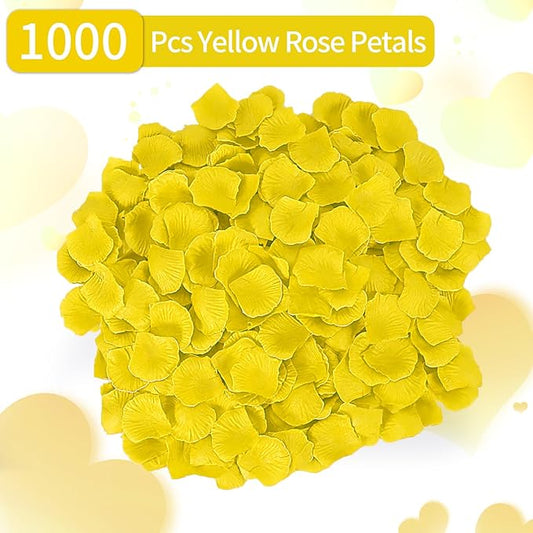 1000 Pcs Artificial Fake Rose Petals,Flower Petals for Romantic Night, Engagement, Party, Wedding, Event Flower Decorations, in Bulk(Yellow)