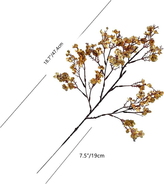 Mandy's Gold Artificial Baby’s Breath European Flowers 15 Bundles Silk Gypsophila with Bendable Stems for Fall Thanksgiving & Christmas Centerpiece Wedding Decor and Table Arrangements