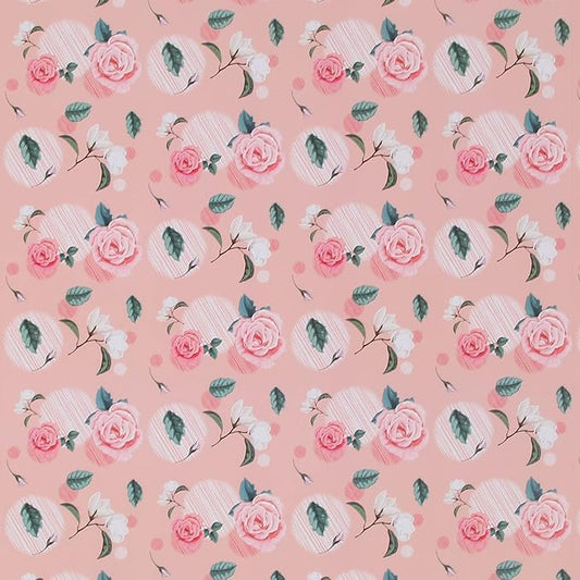 Aimyoo Pink Floral Wrapping Paper Jumbo Roll 17 in x 60 ft, Vintage Flower Gift Wrap for Wedding Bridal Shower Birthday