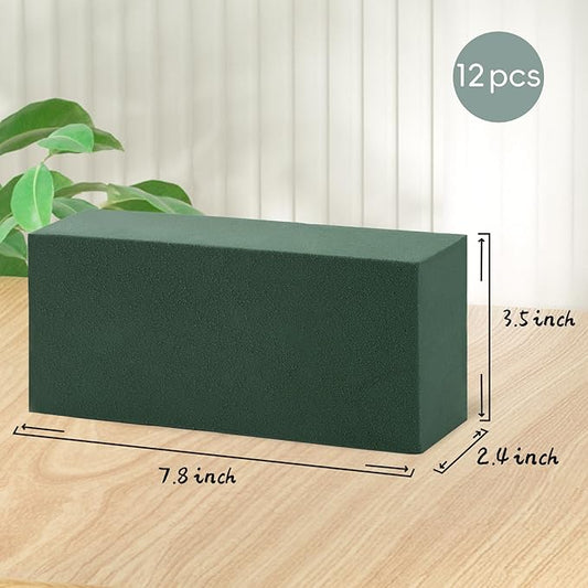 Tunnkit 12 Pcs Wet & Dry Floral Foam Blocks for Fresh and Artificial Flower Arrangement,(7.8" L x 3.5" W x 2.4" H) Flower Foam Brick Florist Foam for DIY Craft Wedding Home Decorations