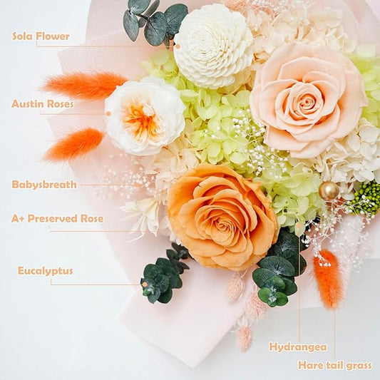 ZMRU Preserved Flower Bouquet, Fresh Flowers for Delivery Prime, Mothers Day Gifts for Mom, Flowers Fresh Bouquet,Birthday for Women, Mom, Grandma, Valentine's Gift, Decor, Graduation Surprise