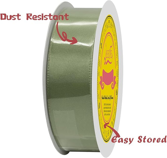 Spring Moss Double Face Satin Ribbon 1 inch X 25 Yards Spool Bright Colors Very Suitable for Weddings Gift Package Wrapping Dancer Wand Sewing Party Hair Bow Invitation Decorations and More