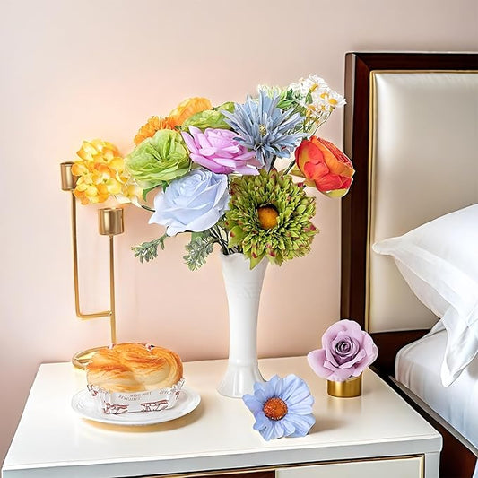 38pcs Artificial Flowers Bouquets Box Set for DIY Bridal Wedding Shower Decorations Rainbow Colorful Fake Floral Arrangements for Party Table Centerpieces Home Decor Indoor Outdoor