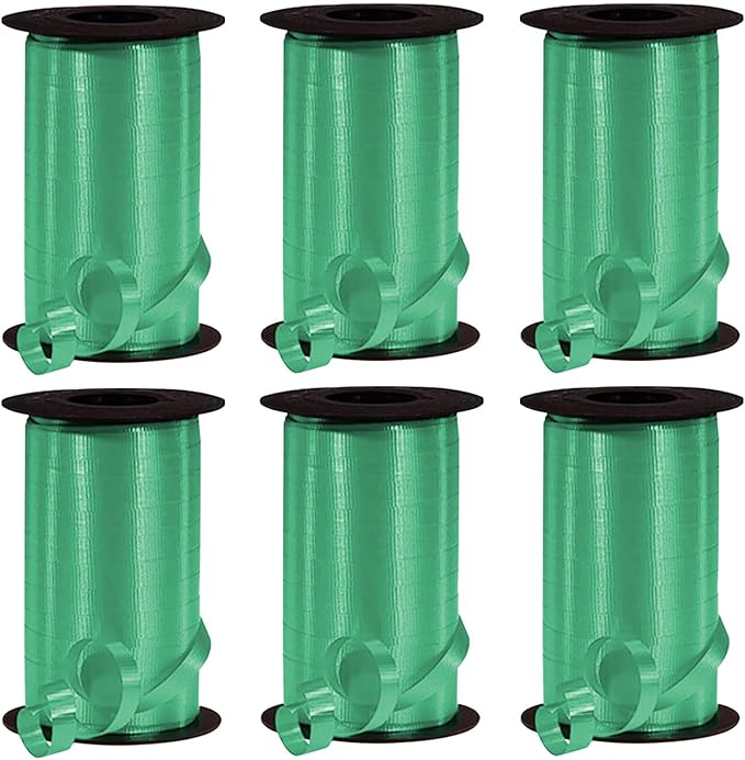 PMU Curling Ribbon -Crimped Texture Curling Ribbons for Gift Box Wrapping, Florist Flowers, Birthday Party Decorations, Festival Art Craft &Christmas Décor - Emerald Green 3/8 Inch X 250 Yards, Pkg/6