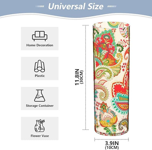 Vase Plastic Vase Elegant Cylinder Flower Vase Shatterproof Decorative Centerpiece for Home Table Office Weddings Events (11.8 x 3.9 in)
