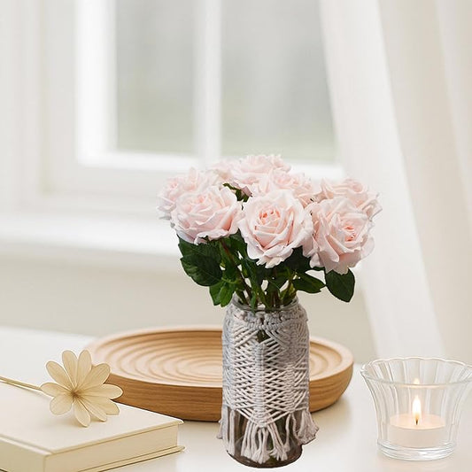 6 Pcs Silk Real Touch Latex Roses, Artificial Single Stem Big Bloom Faux Roses for Home Party Office Wedding Indoor Decor, Floral Arrangements, Table Centerpieces