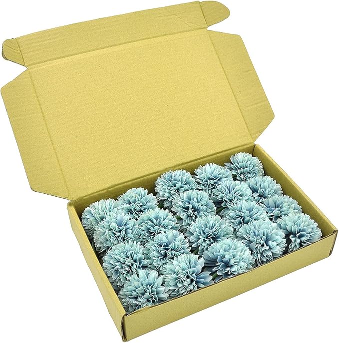 20Pcs Artificial Fake Flower Plants Silk Chrysanthemum Ball Hydrangea Arrangements Wedding Bouquets Decor Home Kitchen Garden Party Table Floral Centerpieces DIY (Black&Grey)