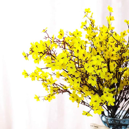6PCS Artificial Baby Breath Flowers Fake Silk Real Touch DIY Floral Bouquets Decor Wedding Party Decoration Arrangements(Yellow)