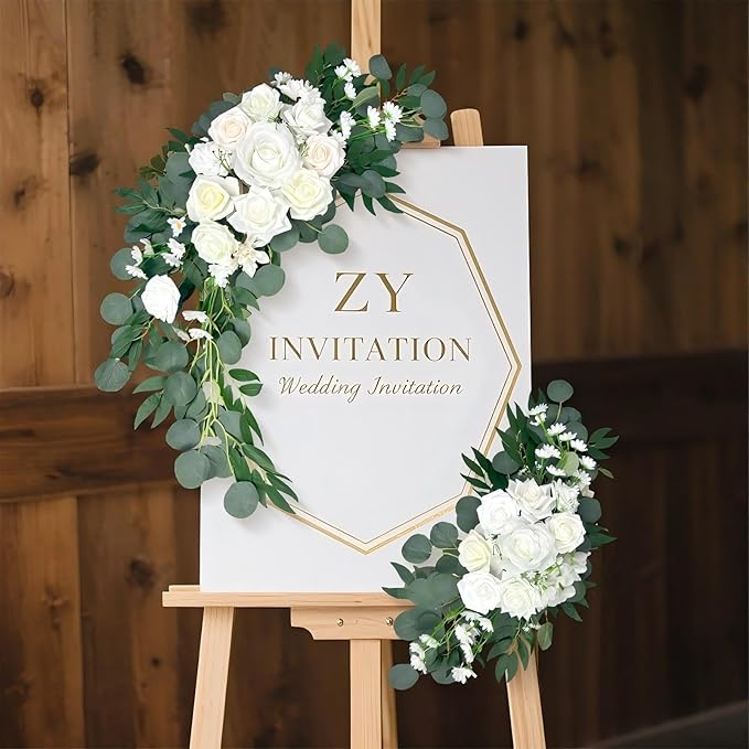 Flowers for Wedding Arch Set of 2 - Artificial Floral Swag for Ceremony Backdrop & Arch Decoration - Fake Flowers for Arch Backdrop, Balloon Arch & Wall Decor