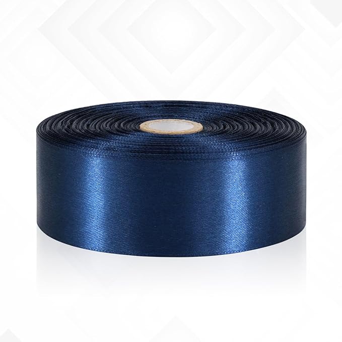 Navy Blue Ribbon 1-1/2 Inch x 60 Yards, Navy Satin Ribbon for Hair, Gift Wrapping, Flower Bouquet, Crafts, Baby Shower, Wedding and Festival Decor